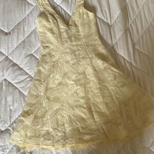 Girls Yellow Lace Fit-and-Flare Dress